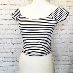 Off Shoulder/Cap Sleeve Cropped Swim Top